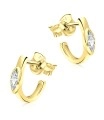 Shining Curved With CZ Stone Silver Ear Stud STS-5316